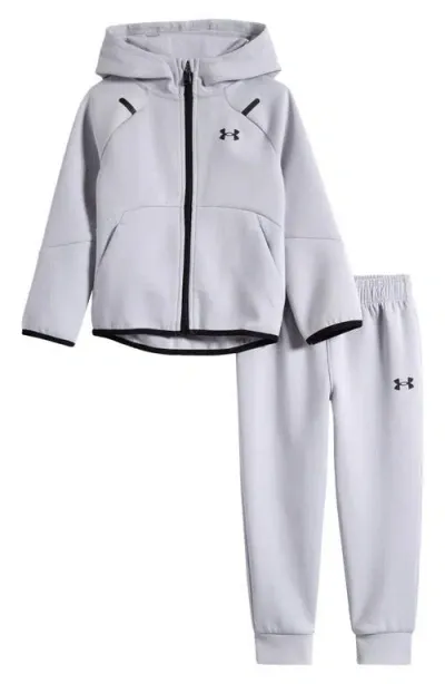 Under Armour Kids' Ua Unstoppable Performance Zip Hoodie & Joggeers Set In Mod Gray