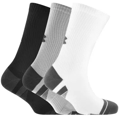 Under Armour Three Pack Heatgear Crew Socks Grey In Black