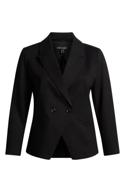 Universal Standard Bianca Stretch Ponte Double Breasted Blazer In Black