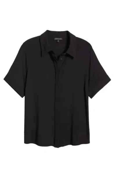 Universal Standard Chelsea Short Sleeve Jersey Button-up Shirt In Black