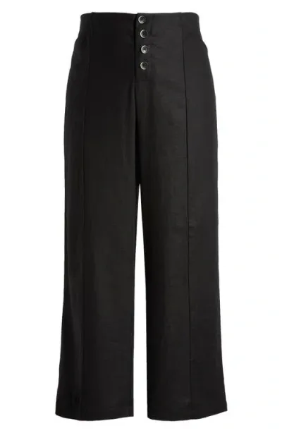 Universal Standard Coastal Midweight High Waist Linen Blend Pants In Black