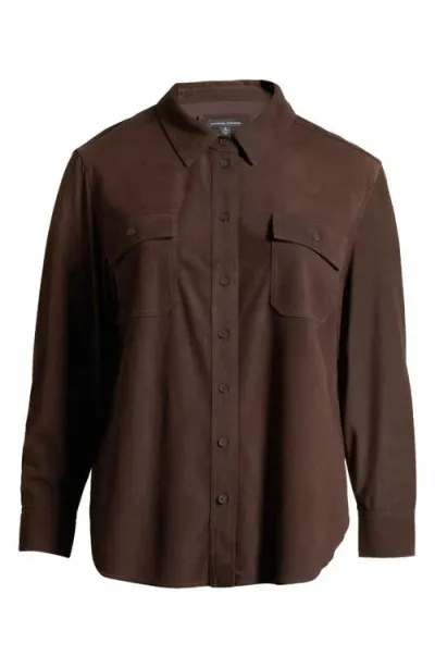 Universal Standard Greenwich Suede Shirt Jacket In Earth