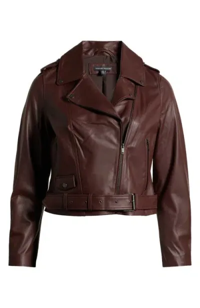 Universal Standard Leeron Leather Moto Jacket In Chili Chocolate