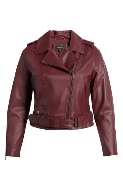 Universal Standard Leeron Leather Moto Jacket In Sangria