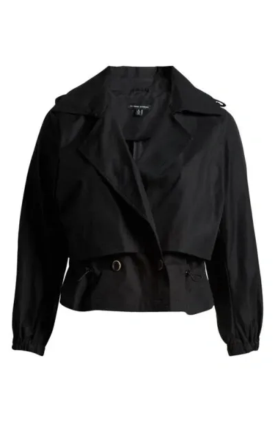 Universal Standard Leonard Water Repellent Double Breasted Crop Trench Jacket In Black