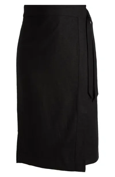 Universal Standard Linen Blend Faux Wrap Skort In Black