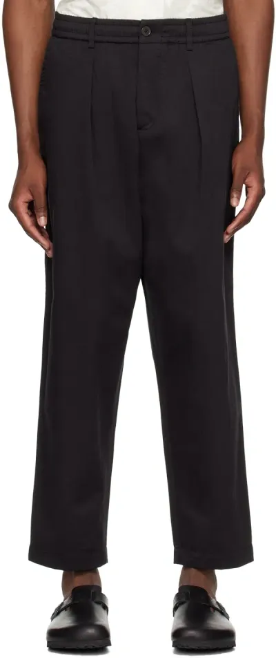 Universal Works Black Pleated Trousers