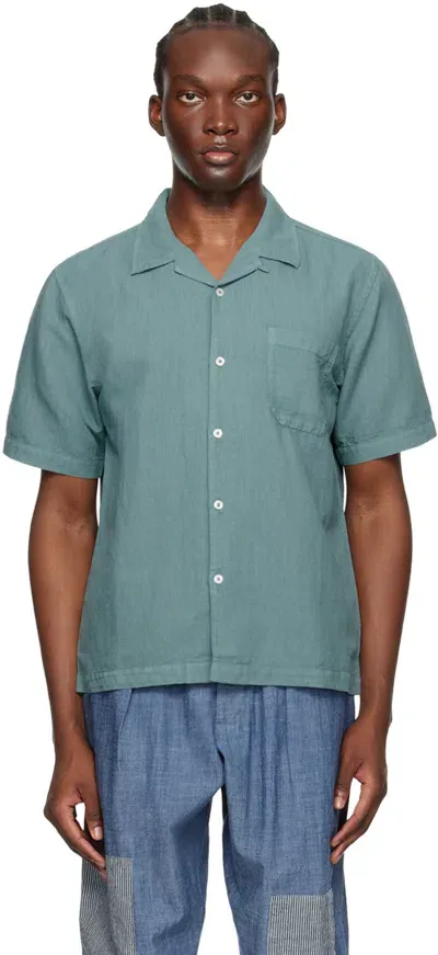 Universal Works Blue Road Shirt In Sea Blue