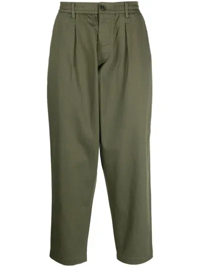 Universal Works Elasticated-waistband Tapered Trousers In Green