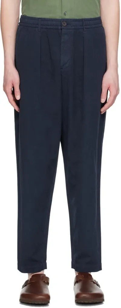 Universal Works Navy Pleated Trousers