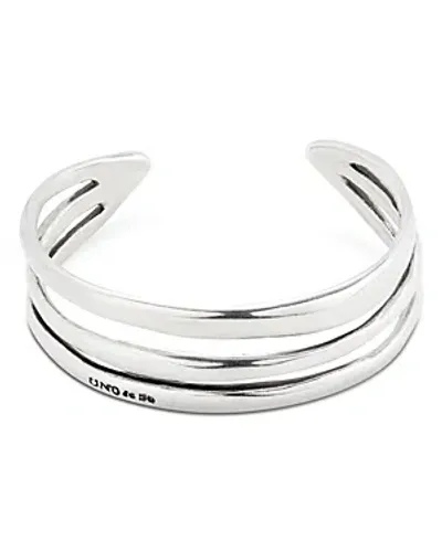 Uno De 50 Electrik Rigid Engraved Logo Triple Row Cuff Bracelet In Sterling Silver