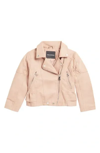 Urban Republic Kids' Faux Leather Ruffle Jacket In Rose Smoke