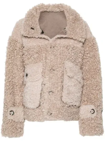 Urbancode Reversible Medium Shearling Peacot In Neutrals