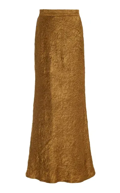 Usisi Sister Valentina Crinkled-jacquard Maxi Skirt In Gold