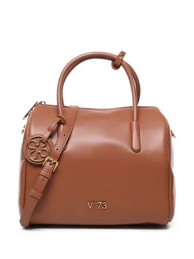 V73 Logo-charm Tote Bag In Brown