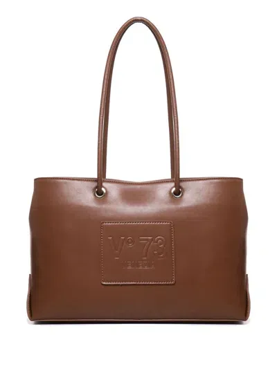 V73 Logo-embossed Tote Bag In Brown