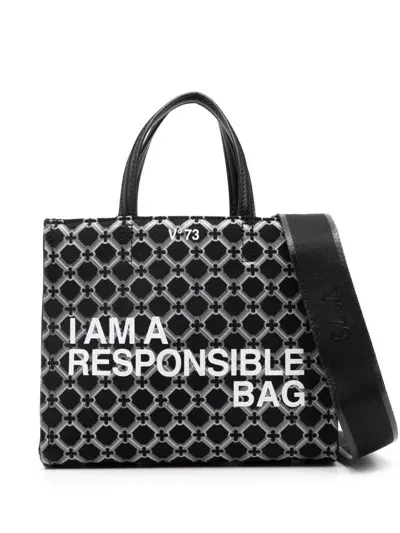 V73 Responsibility Logo Tote Bag In Black