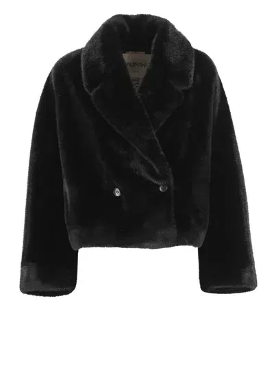 Valentini 1972 Synth Fur Coat In Black