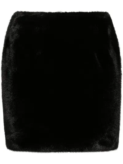 Valentini 1972 Faux-fur Mini Skirt In Black