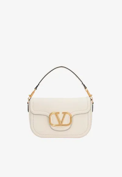 Valentino Garavani Alltime Grained Leather Shoulder Bag In White