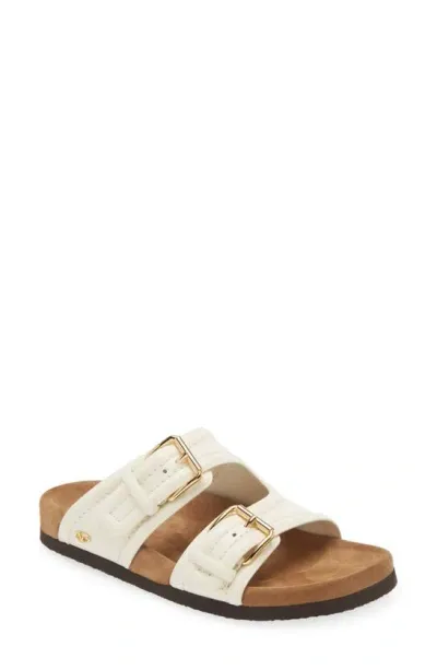 Valentino Garavani Velluto Leather Crisscross Buckle Sandals In White