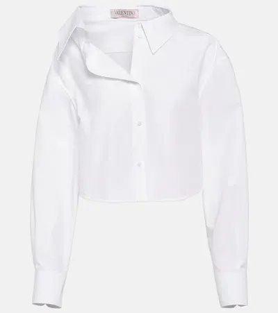 Valentino Asymmetric Cropped Cotton Shirt In White