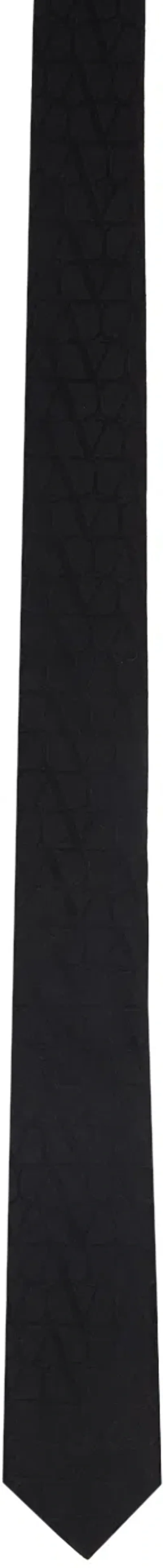 Valentino Garavani Black Jacquard Toile Iconographe Tie In 0no Nero