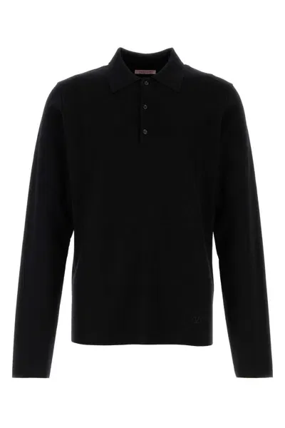 Valentino Black Wool Polo Shirt