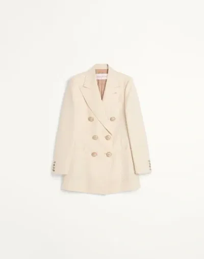 Valentino Blazer Aus Diagonaler Dry Wool Frau Elfenbein 48 In Neutral