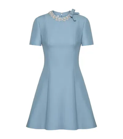 Valentino Bow-neck Mini Dress In Blue