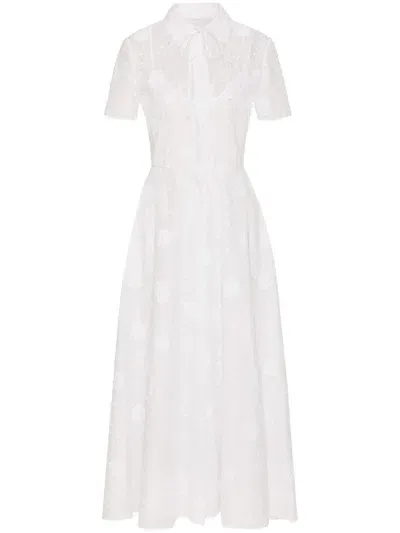 Valentino Broderie-anglaise Midi Dress In White