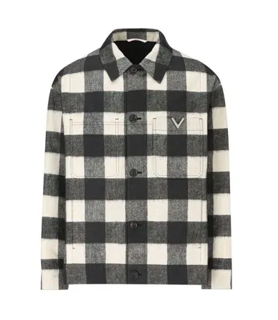 Valentino Checkered Collared Button In Multi