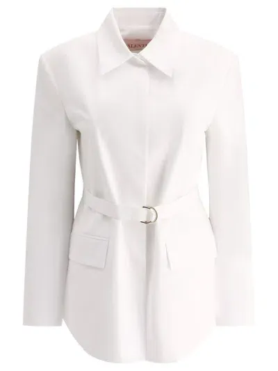 Valentino Compact Popeline Pea Coat In White