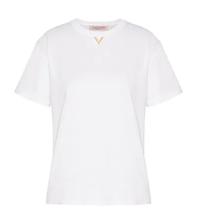 Valentino Cotton V-collar T-shirt In White