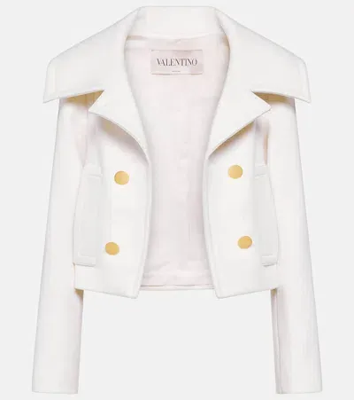 Valentino Cropped Wool And Cashmere Jacket In White