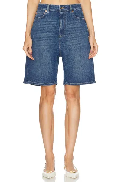 Valentino Denim Bermuda Short In Medium Blue Denim