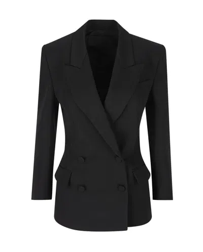 Valentino Double-breasted Long-sleeved Blazer In Black