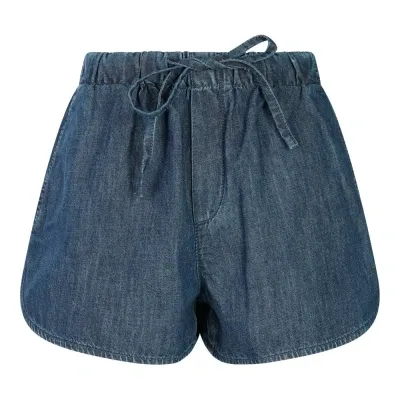 Valentino Drawstring Denim Shorts In Blue