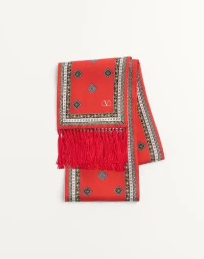 Valentino Garavani Chamber Silk Bandeau Scarf With Fringe In Multicolour