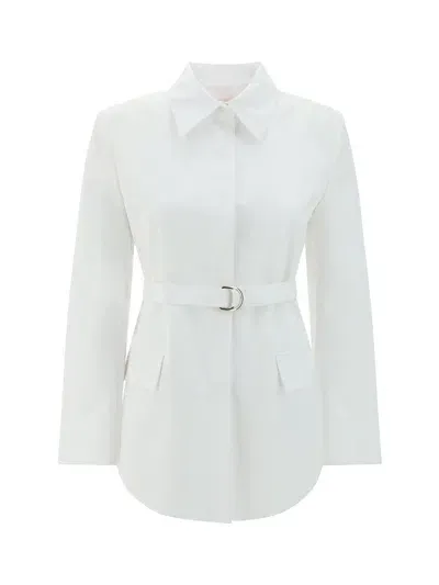 Valentino Garavani Compact Popeline Pea Coat In White