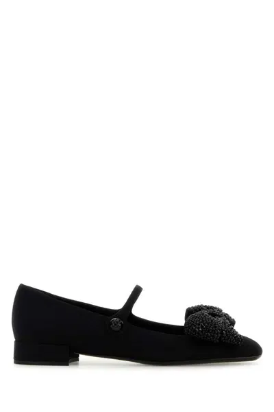 Valentino Garavani Crystal Bow Mary Jane Ballerina Flats In Jv5 Nerojet