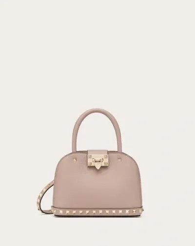 Valentino Garavani Garavani Rockstud Small Handbag In Grainy Calfskin Woman Poudre Uni In Neutral