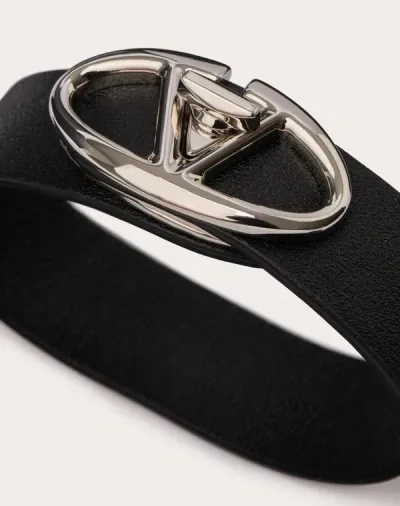 Valentino Garavani Garavani The Bold Edition Vlogo Bracelet In Leather And Metal In Black