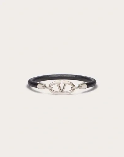 Valentino Garavani Garavani The Bold Edition Vlogo Bracelet In Leather And Metal In Black