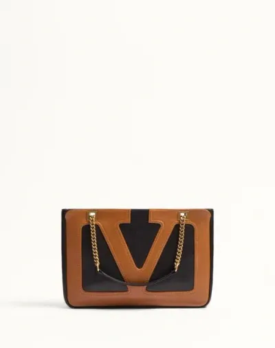 Valentino Garavani Garavani Viva Superstar Small Nappa Leather Shopping Bag Woman Black/brown Uni In Gold