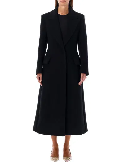 Valentino Garavani Long Wool Coat In Black