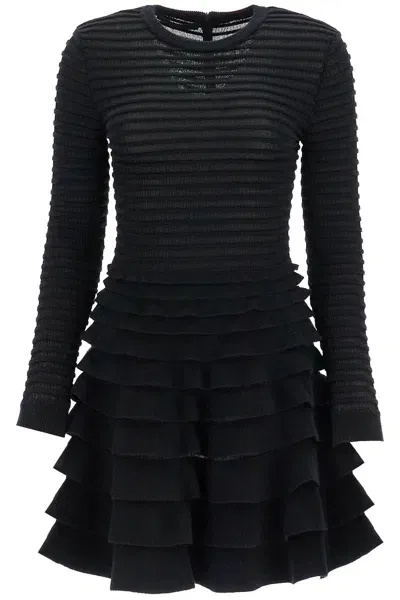 Valentino Garavani Mini Viscose And Wool Dress In Black