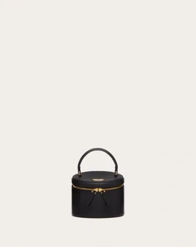 Valentino Garavani Mini Vlogo Signature Calfskin Jewellery Vanity Case Woman Black Uni In Brown