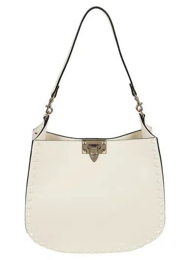 Valentino Garavani Rockstud Strapped Shoulder Bag In White