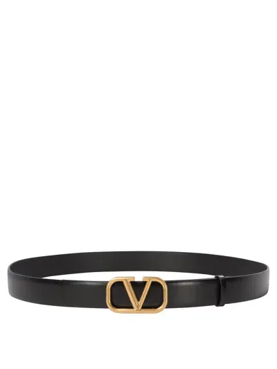 Valentino Garavani "v Logo Signature" Belt In Black